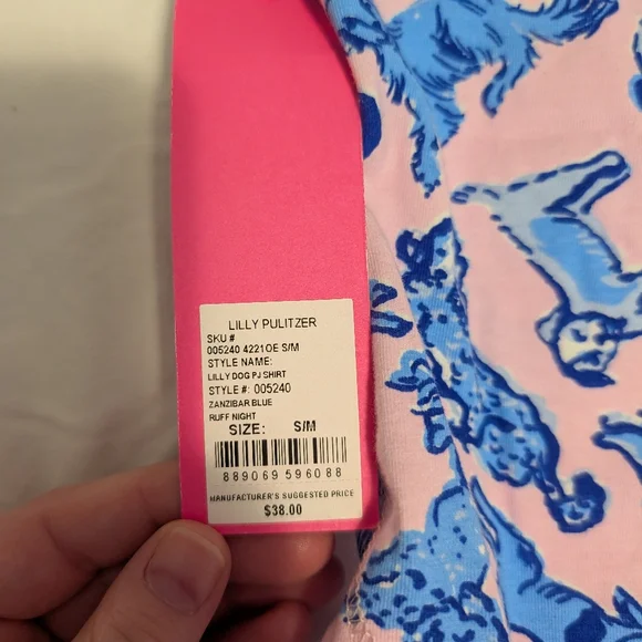 Lilly Pulitzer Pink and Blue Dog Print Shirt For PET - Picture 2 of 3
